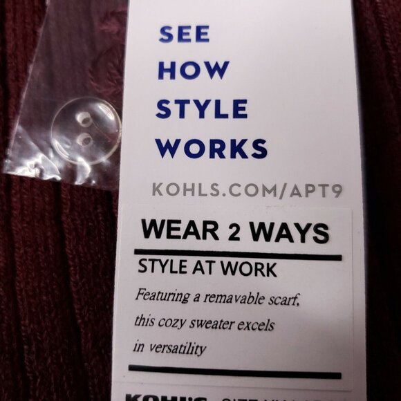 Apt. 9 Womens XXL Ribbed Asymmetric Sweater Removable Plush Infinity Scarf - Picture 8 of 9